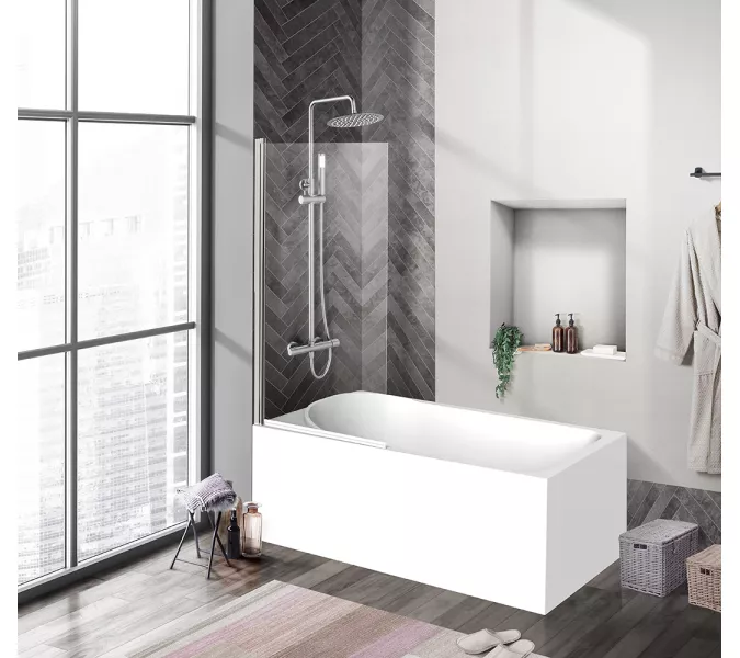 Душевая шторка на ванну BelBagno UNO-V-1-/C-Cr, Цвет стекла: прозрачное, Цвет профиля: Хром, Выбрать размер: 90х150