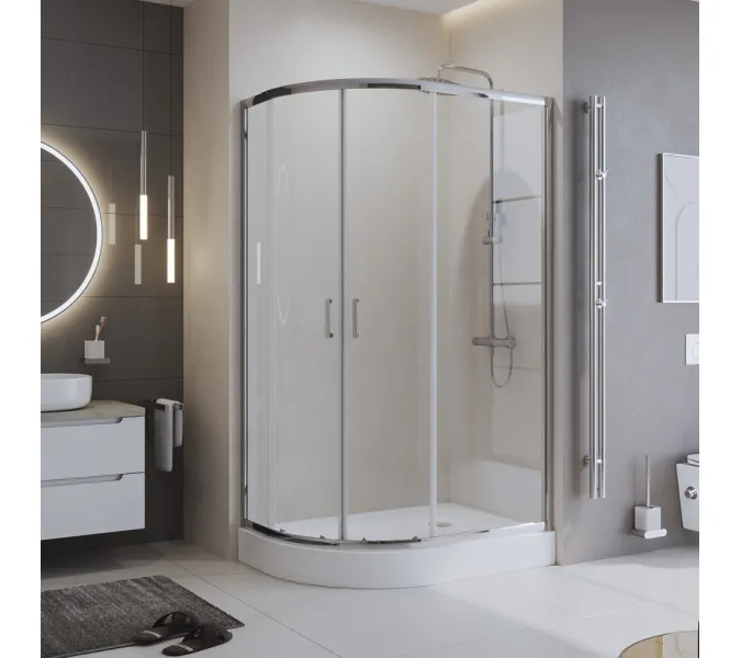 Душевой уголок BelBagno UNO-195-RH-2-/C-Cr, Цвет стекла: прозрачное, Цвет профиля: Хром, Выбрать размер: 100х80