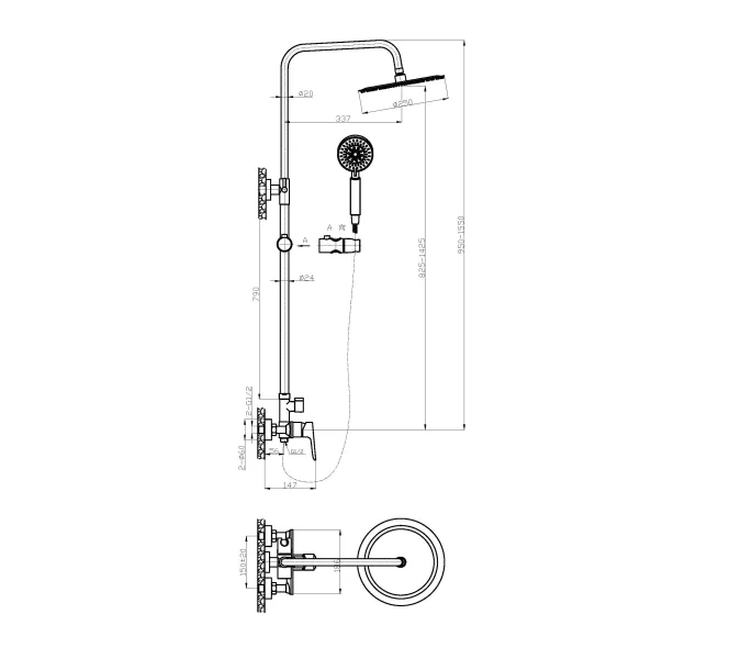 Душевая стойка BelBagno ANCONA ANCONA-DOCM-CRM, изображение 2