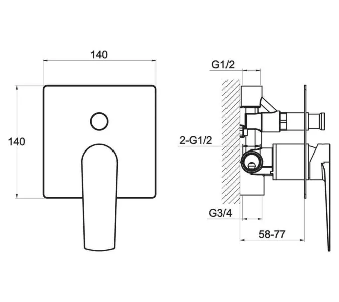 Встраиваемый смеситель BelBagno CARIN CAR-BASM-CRM, изображение 2