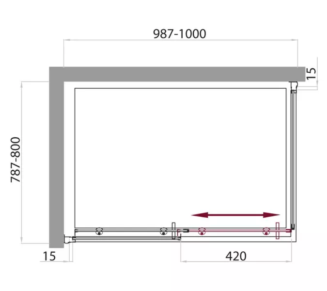 Душевой уголок BelBagno UNO-AH-1-/C-Cr, Цвет стекла: прозрачное, Цвет профиля: Хром, Выбрать размер: 100х80, изображение 6