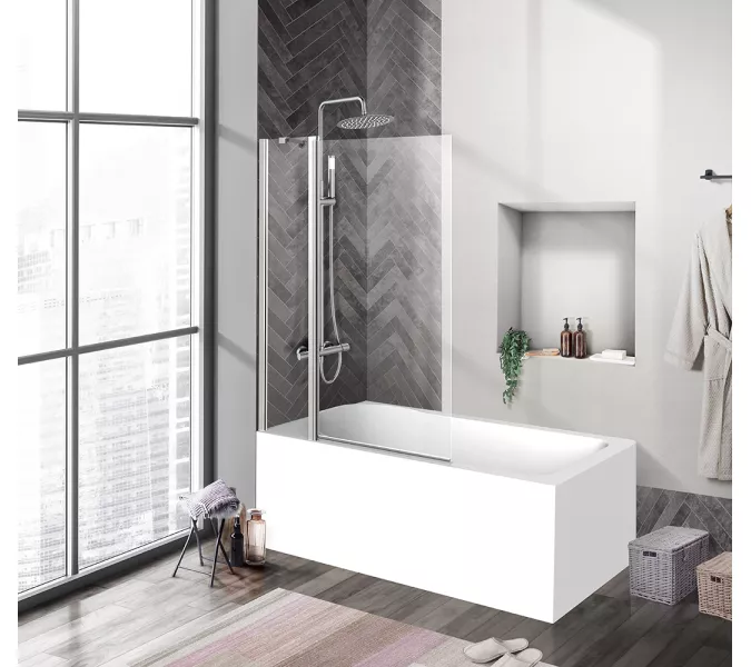 Душевая шторка на ванну BelBagno UNO-V-11-90/150-C-Cr, Цвет стекла: прозрачное, Цвет профиля: Хром, Выбрать размер: 90х150