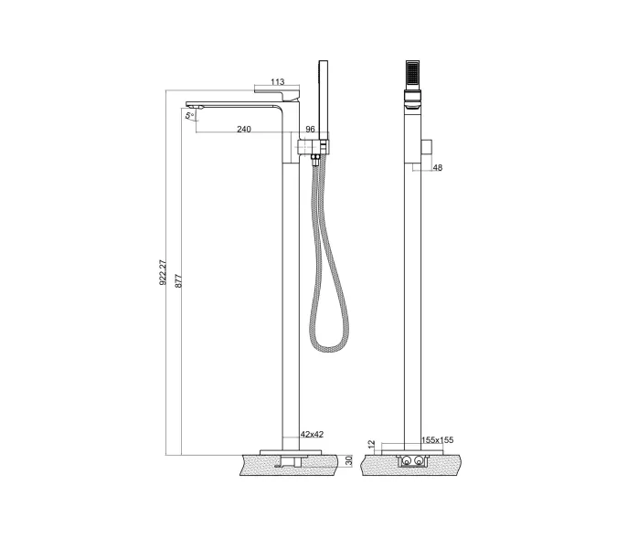 Напольный смеситель BelBagno LUCE LUC-FMT-ORO, Выбрать цвет: Золото, изображение 2