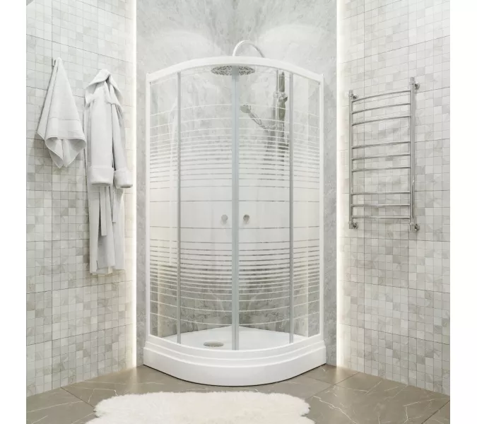 Душевое ограждение Triton ПОЛОСЫ А (низкий поддон), Цвет стекла: полосатое, Тип поддона: Низкий, Выбрать размер: 90х90