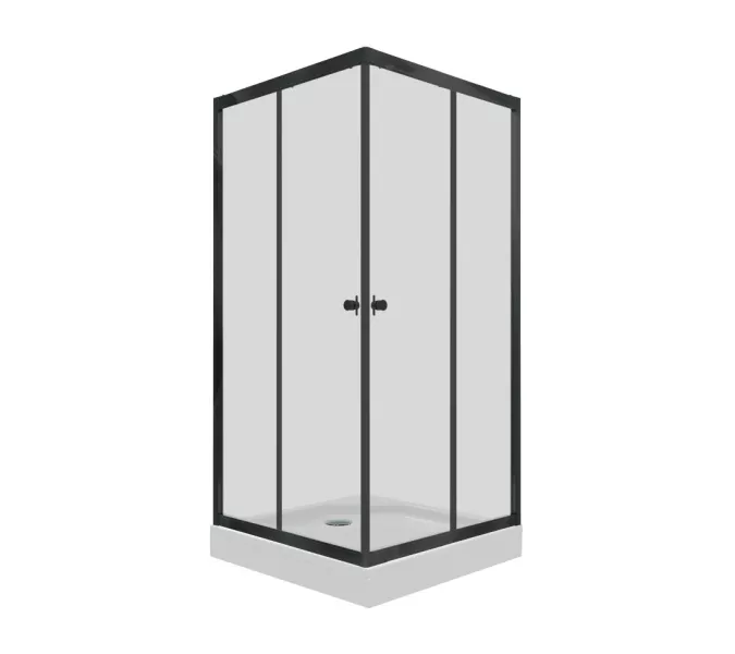 Душевое ограждение Triton "ВЕНТА-БЛЭК" , низкий поддон, Цвет стекла: прозрачное, Цвет профиля: Черный, Выбрать размер: 100х100