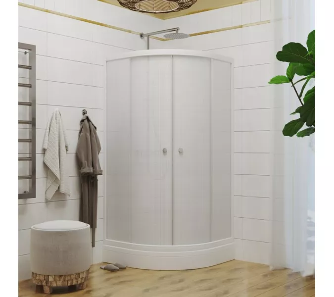 Душевое ограждение Triton ЛЁН  А (низкий поддон), Цвет стекла: лён, Цвет профиля: Белый, Тип поддона: Низкий, Выбрать размер: 90х90