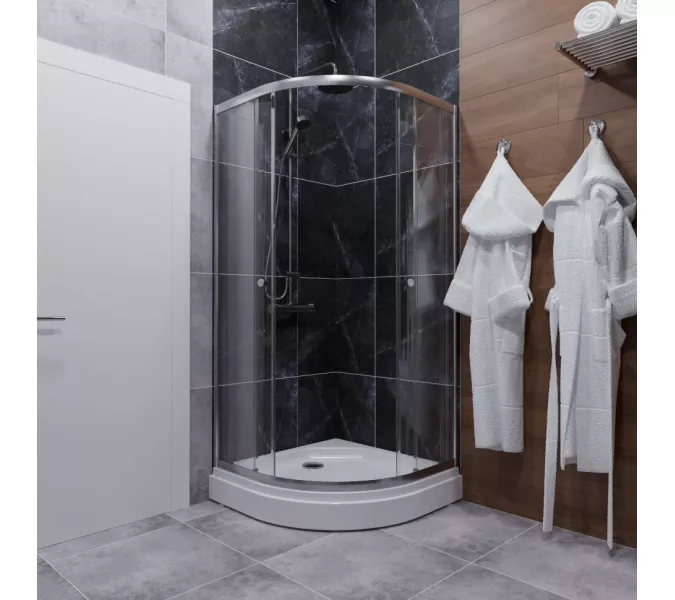 Душевое ограждение Triton "АЛЬФА-ХРОМ" (низкий поддон), Цвет профиля: Хром, Тип поддона: Низкий, Выбрать размер: 80х80