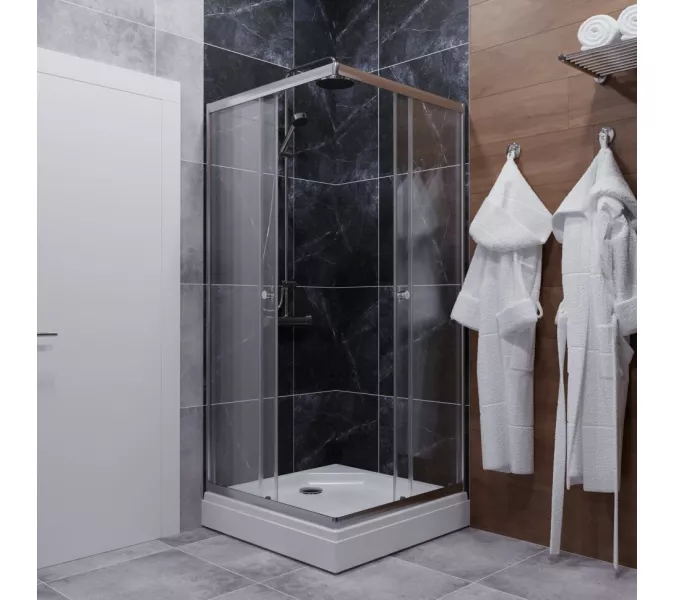 Душевое ограждение Triton "ВЕНТА-ХРОМ" , низкий поддон, Цвет профиля: Хром, Выбрать размер: 80х80, изображение 3