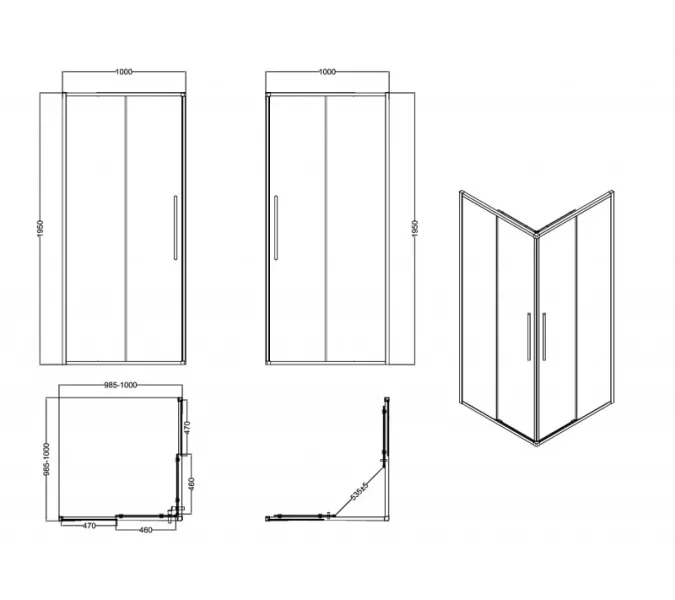 Душевое ограждение ESBANO ESS-90/100KV-B  без поддона, Цвет профиля: Черный, Выбрать размер: 90х90, изображение 6