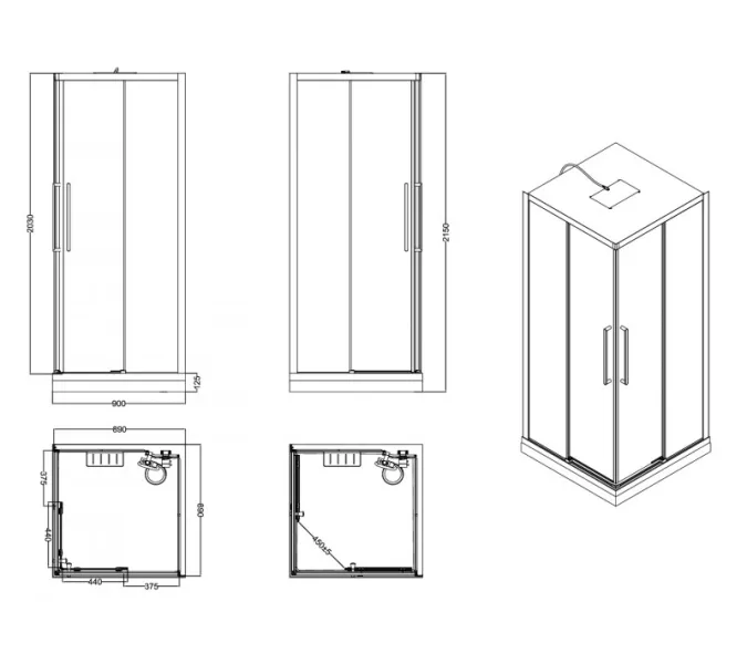 Душевая кабина ESBANO ESM-90CKR  90х90х215, Цвет стекла: прозрачное, Цвет профиля: Черный, Тип поддона: Низкий, Выбрать размер: 90х90, изображение 11