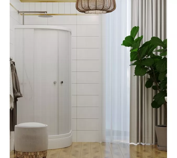 Душевое ограждение Triton ЛЁН  А (низкий поддон), Цвет стекла: лён, Цвет профиля: Белый, Тип поддона: Низкий, Выбрать размер: 90х90, изображение 2