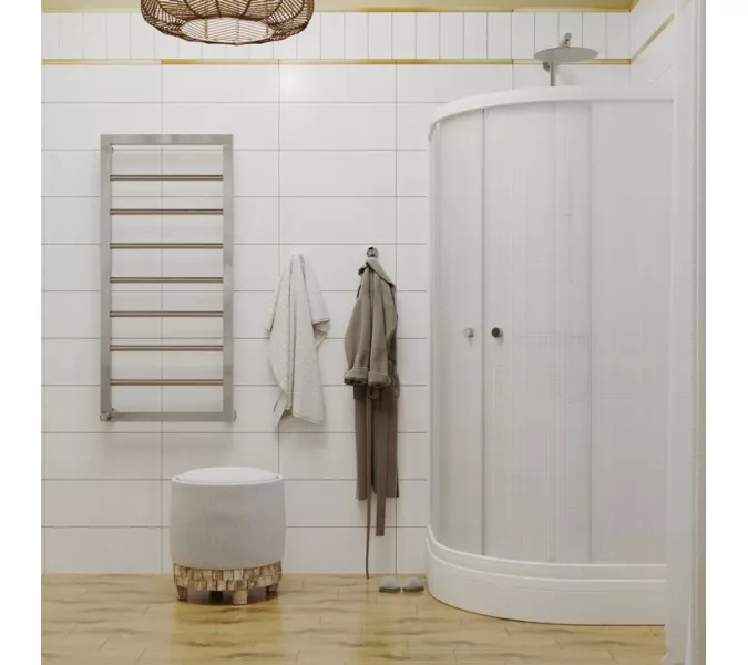 Душевое ограждение Triton ЛЁН  А (низкий поддон), Цвет стекла: лён, Цвет профиля: Белый, Тип поддона: Низкий, Выбрать размер: 90х90, изображение 3