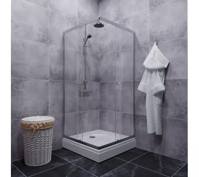 Душевое ограждение Triton "ВЕНТА-ХРОМ" , низкий поддон, Цвет профиля: Хром, Выбрать размер: 80х80, изображение 2