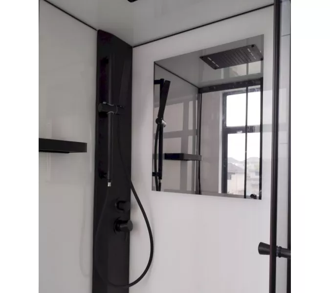 Душевая кабина ESBANO ESM-90CKR  90х90х215, Цвет стекла: прозрачное, Цвет профиля: Черный, Тип поддона: Низкий, Выбрать размер: 90х90, изображение 4