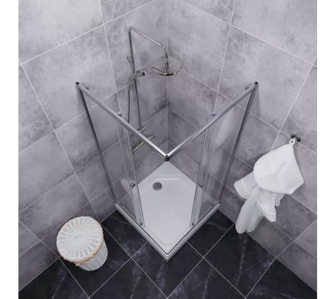 Душевое ограждение Triton "ВЕНТА-ХРОМ" , низкий поддон, Цвет профиля: Хром, Выбрать размер: 80х80, изображение 4