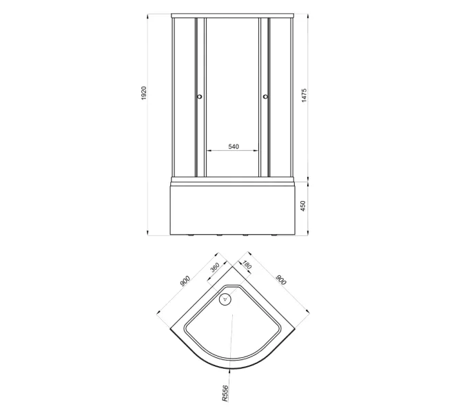 Душевое ограждение Triton  ЛЁН В (средний поддон), Цвет стекла: лён, Цвет профиля: Белый, Тип поддона: Средний, Выбрать размер: 90х90, изображение 8