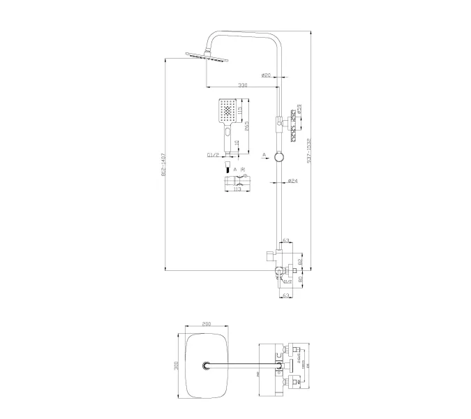 Душевая стойка BelBagno ACQUA ACQUA-DOCM-NERO, изображение 3
