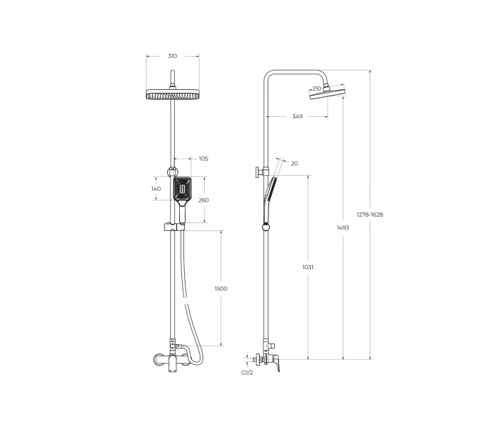 Душевая стойка со смесителем BelBagno DUE-DOCM-CRM, изображение 2