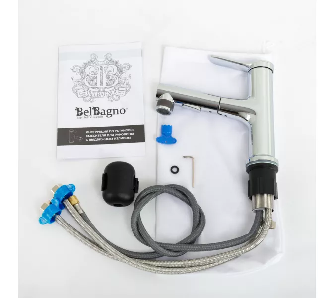 Смеситель для раковины с выдвижным изливом BelBagno BB-LVMD-CRM-W0, изображение 8