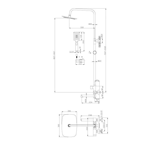 Душевая стойка BelBagno ACQUA ACQUA-VSCM-CRM, изображение 3