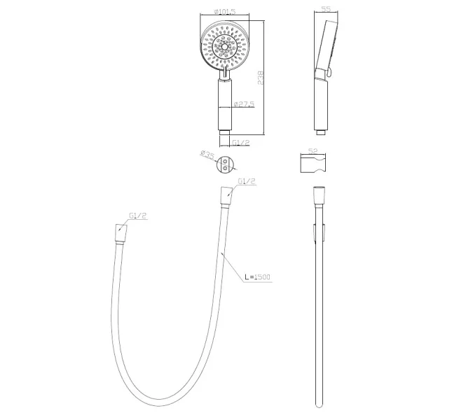 Ручной душ со шлангом и держателем BelBagno BB-DFS-5-CRM, изображение 2