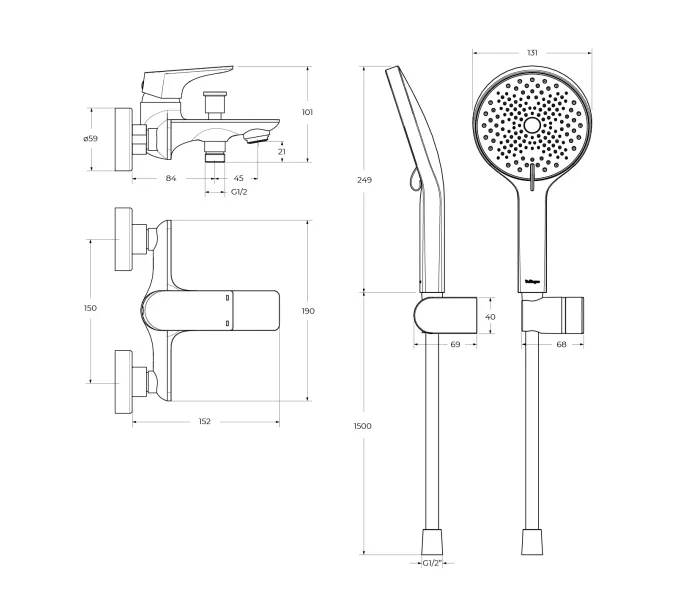 Смеситель для ванны и душа BelBagno MARINO-VASM-CRM, изображение 6
