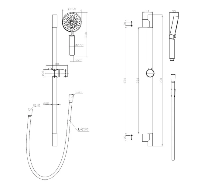 Душевой гарнитур с лейкой BelBagno BB-SAL-CRM, изображение 2