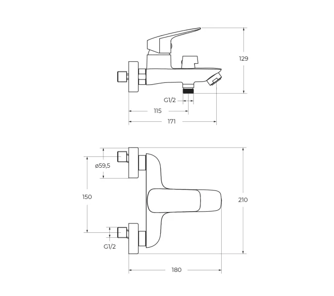 Смеситель для ванны и душа BelBagno DUE-VASM-CRM, изображение 7