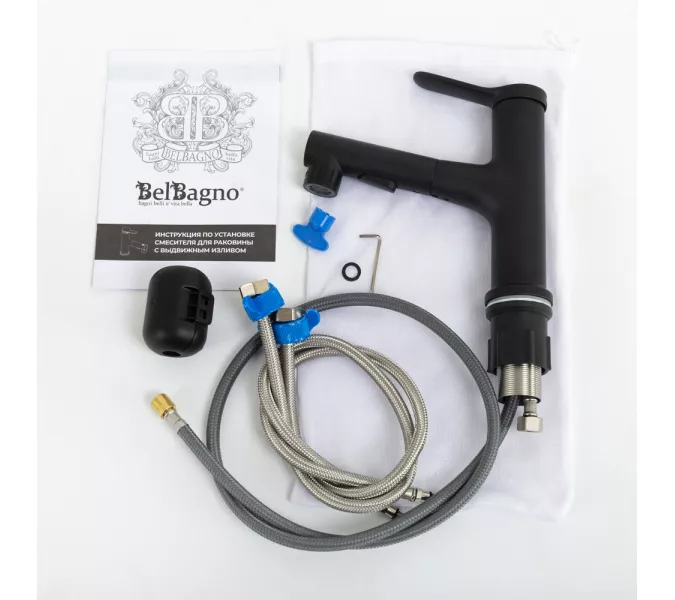 Смеситель для раковины с выдвижным изливом BelBagno BB-LVMD-NERO-W0, изображение 9