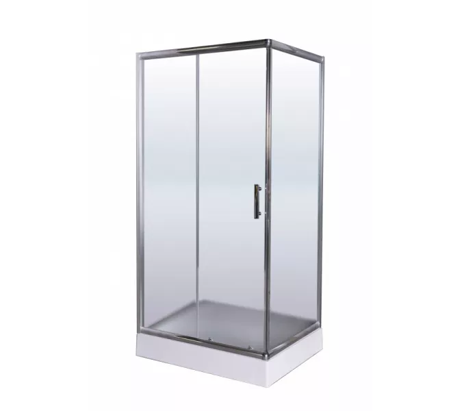 Душевой уголок  ESBANO  ESR-8022/8021, Цвет стекла: рифленое, Цвет профиля: Хром, Тип поддона: Низкий, Выбрать размер: 100х80