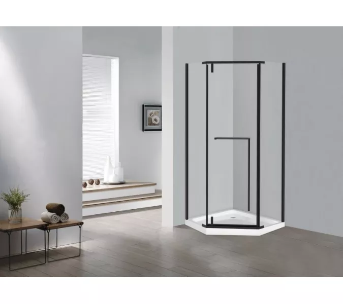 Душевое ограждение ESBANO ESS-90PR-B  90х90х195 без поддона, Цвет профиля: Черный, Выбрать размер: 90х90, изображение 2