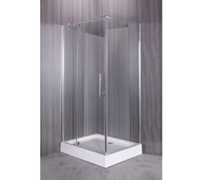 Душевой уголок ESBANO  ESR-8190/8180, Цвет стекла: прозрачное, Цвет профиля: Хром, Тип поддона: Низкий, Выбрать размер: 100х80, изображение 3