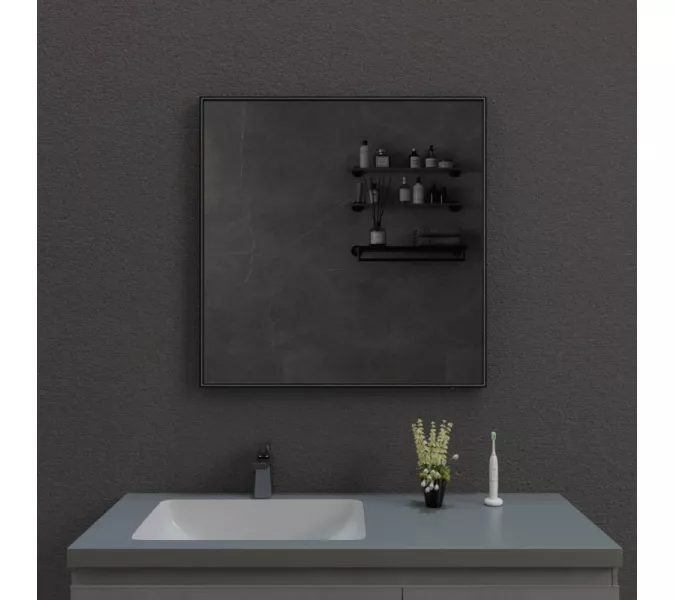 Зеркало со встроенной подстветкой и подогревом ESBANO ES-3803 черный, Цвет профиля: Черный, Выбрать размер: 80х80, изображение 2