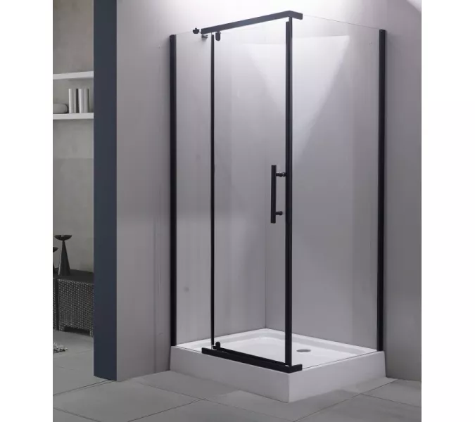 Душевой уголок ESBANO  ESR-7190/7180B, Цвет стекла: прозрачное, Цвет профиля: Черный, Тип поддона: Низкий, Выбрать размер: 100х80