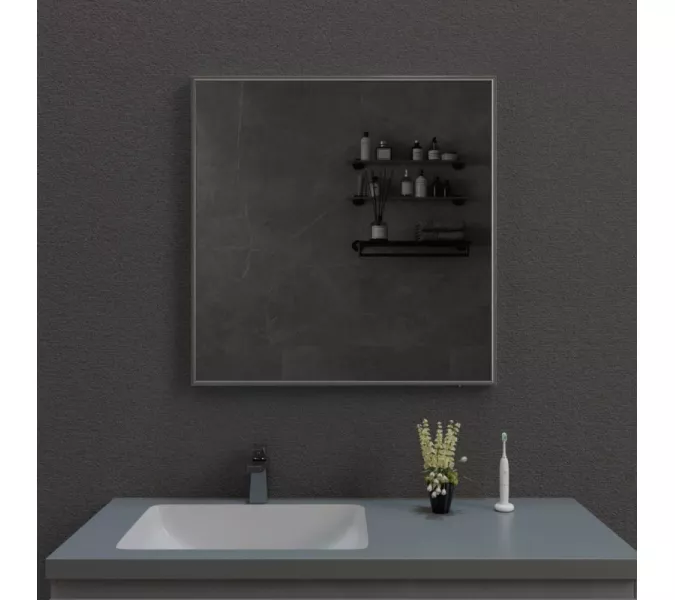 Зеркало со встроенной подстветкой  и подогревом ESBANO ES-3803 хром, Цвет профиля: Хром, Выбрать размер: 80х80, изображение 2