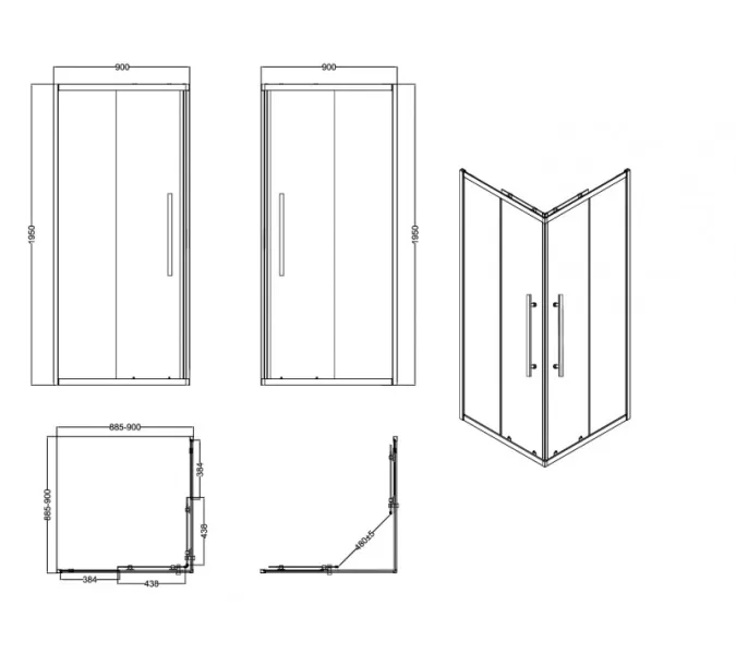 Душевое ограждение ESBANO ESF-90/100KV-C  без поддона, Цвет профиля: Хром, Выбрать размер: 90х90, изображение 6