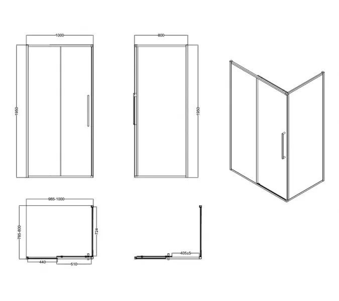Душевое ограждение ESBANO ESS-108/119/128/129PS-B без поддона, Цвет профиля: Черный, Выбрать размер: 100х80, изображение 5
