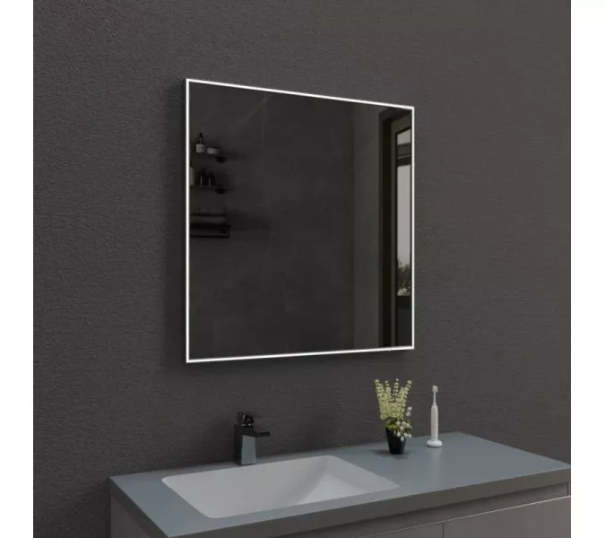 Зеркало со встроенной подстветкой  и подогревом ESBANO ES-3803 хром, Цвет профиля: Хром, Выбрать размер: 80х80, изображение 3