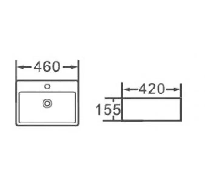 Раковина накладная ESBANO  "CIRCON-46" (white)., Выбрать цвет: Белый, изображение 3