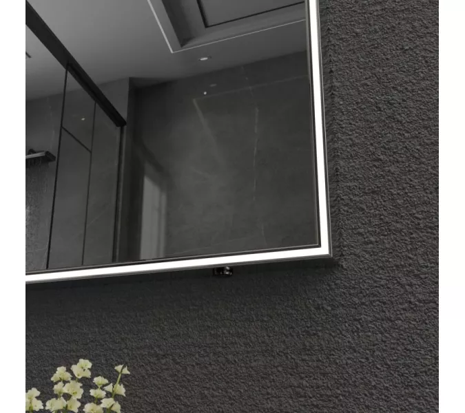Зеркало со встроенной подстветкой  и подогревом ESBANO ES-3803 хром, Цвет профиля: Хром, Выбрать размер: 80х80, изображение 4
