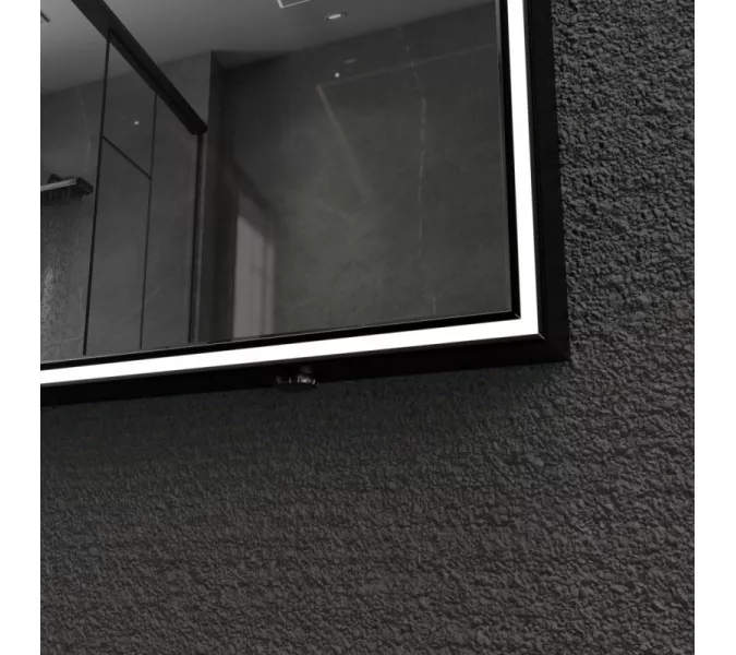 Зеркало со встроенной подстветкой и подогревом ESBANO ES-3803 черный, Цвет профиля: Черный, Выбрать размер: 80х80, изображение 4