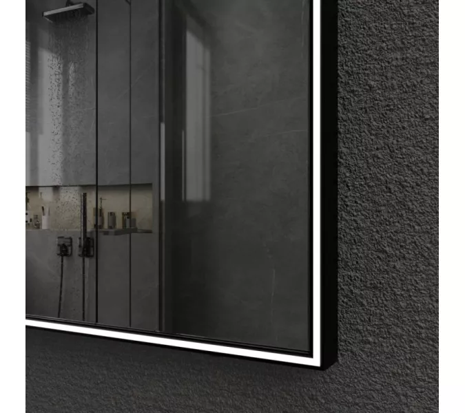 Зеркало со встроенной подстветкой и подогревом ESBANO ES-3803 черный, Цвет профиля: Черный, Выбрать размер: 80х80, изображение 5