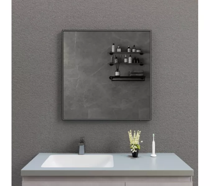 Зеркало со встроенной подстветкой и подогревом ESBANO ES-3803 черный, Цвет профиля: Черный, Выбрать размер: 80х80