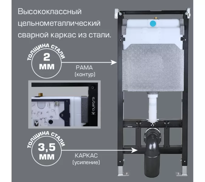 Инсталляция для подвесных унитазов  ESBANO  "FRAM" без кнопки, изображение 6