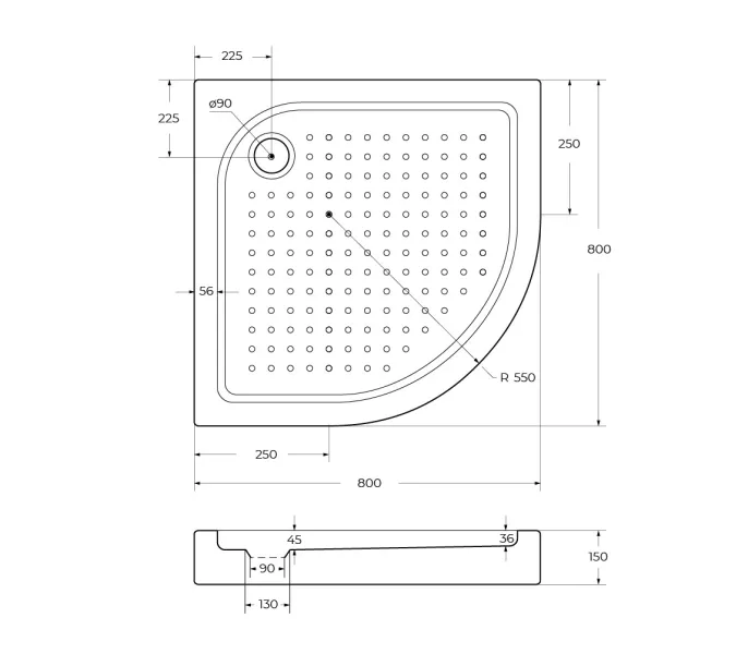 Акриловый поддон BelBagno TRAY-BB-R-80/85/90/95-550-15-W, Высота поддона: 15, Тип поддона: Средний, Выбрать размер: 80х80, изображение 8