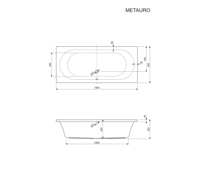 Акриловая ванна CEZARES METAURO-180-80-41-W37  180х80, изображение 3