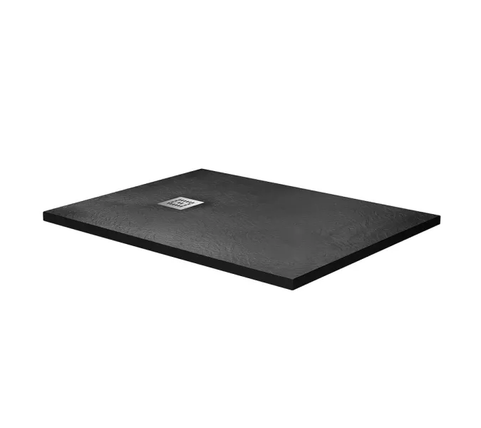 Душевой поддон из искусств. мрамора  BelBagno UNO TRAY-MR-UNO-AH-120/8/90-35-NERO-CR в комплекте с сифоном, Высота поддона: 4, Выбрать цвет: Чёрный, Тип поддона: Низкий, Выбрать размер: 120х80, изображение 2