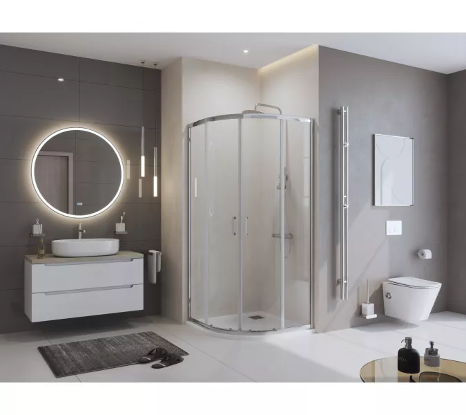 Душевой поддон из искусств.мрамора BelBagno UNO TRAY-MR-UNO-R-80/90-550-35-W-CR в комплекте с сифоном, Высота поддона: 4, Выбрать цвет: Белый, Тип поддона: Низкий, Выбрать размер: 80х80, изображение 6