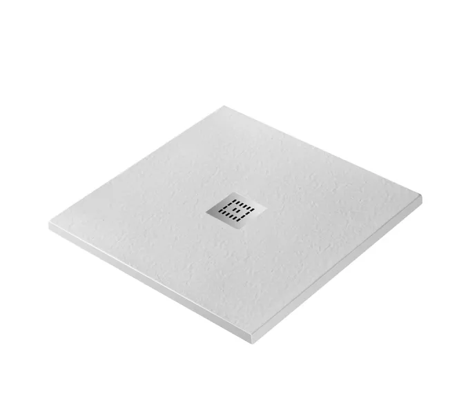 Душевой поддон из искусственного мрамора BelBagno UNO TRAY-MR-UNO-A-80/90-35-W-CR  в комплекте с сифоном, Выбрать цвет: Белый, Тип поддона: Низкий, Выбрать размер: 80х80, изображение 2