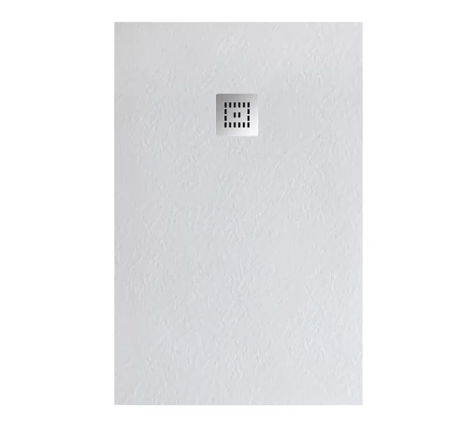 Душевой поддон из искусств. мрамора BelBagno UNO TRAY-MR-UNO-AH-35-W-CR в комплекте с сифоном, Высота поддона: 4, Выбрать цвет: Белый, Тип поддона: Низкий, Выбрать размер: 100х80